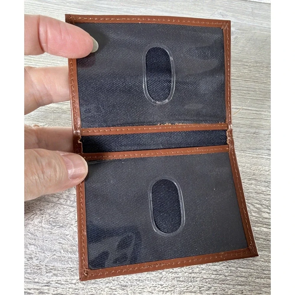 Slim Thin Genuine Leather 2 ID Window Mini Wallet Holder Bifold Driver's License